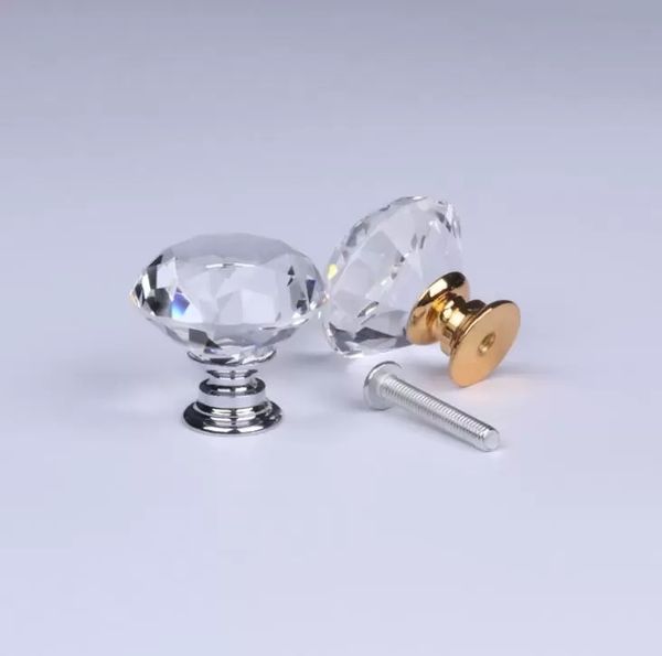 20-30mm Design a forma di diamante Manopole in vetro cristallo Armadio Cassetto Pull Porta dell'armadio da cucina Maniglie per guardaroba Hardware dh8700