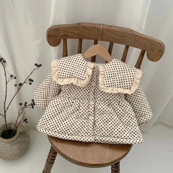 Piumino 2023 Autunno Inverno Ragazza Giacca imbottita in cotone Moda bambino Floreale Ispessito Cardigan caldo Cappotti Bambino Bambino Risvolto Velluto Tuta da neve