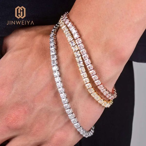 Jwy atacado pulseiras de tênis de zircônia banhadas a ouro 5 mm unissex