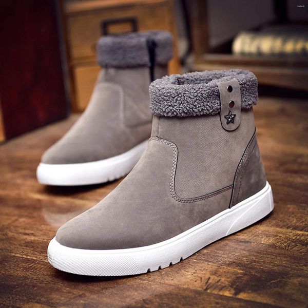 Stivali Scarpe casual sportive da uomo Inverno caldo Cerniera laterale alta superiore Caviglia in peluche Racchette da neve per uomo Calzature classiche retrò