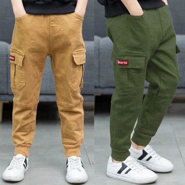 Hosen Mode Teen Jungen Cargo Hosen Herbst Winter Verdicken Jungen Hosen Casual Kinder Sport Hosen 4-13 Jahre Kinder kleidung 231108