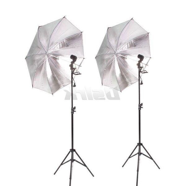 Freeshipping 2pcs 83CM Guarda-chuva reflexivo Photo Studio 2PCS 2M Suporte de luz 2pcs suporte de lâmpada única Fotografia Softbox Light Kit Tslvs