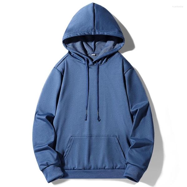 Hoodies masculinos sólidos com capuz homens moda coreana solta casual pulôver com capuz preto cáqui azul moletom