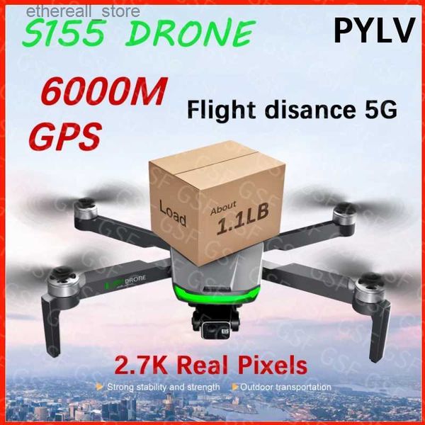 Drones pylv s155 drone com câmera hd wifi 5g gps profissional eis 3 eixos anti-triturinho helicóptero fpv carga 500g rc planing brinquedo para menino q231108