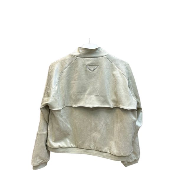 Giacca bomber firmata Uomo e donna Cappotto in pelle di agnello Stile semplice fresco avanzato colletto posteriore beige logo etichettatura a triangolo invertito Capispalla Cappotti