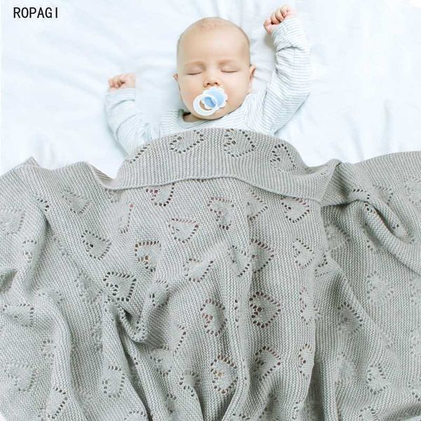 Neonato lavorato a maglia passeggino biancheria da letto trapunte cotone bambino bambini fasciatura avvolgere infantile coperta unisex 100 * 80 cm W0408