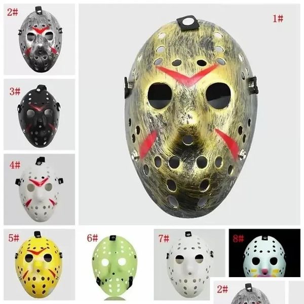 Partymasken Maskerade Jason Voorhees Maske Freitag der 13. Horrorfilm Hockey Gruseliges Halloween-Kostüm Cosplay Kunststoff Fy2931 Drop D Otklx