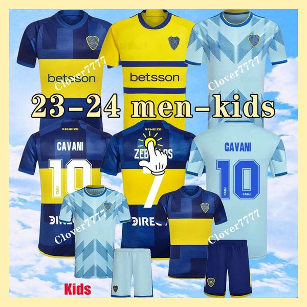 23 24 Boca Juniors Futebol Jerseys 2023 2024 Camisas de Futebol Homens Kits Kids Cavani Janson Medina Villa Fernandez Benedetto Zeballos Blondel Barco Taborda Tamanho S XXXL 4X
