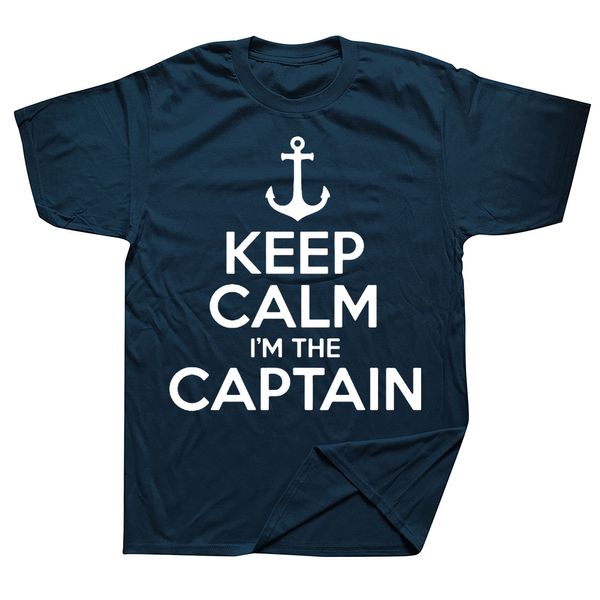 Мужские футболки сохраняют спокойствие Im Капитан моторная лодка парусные море T