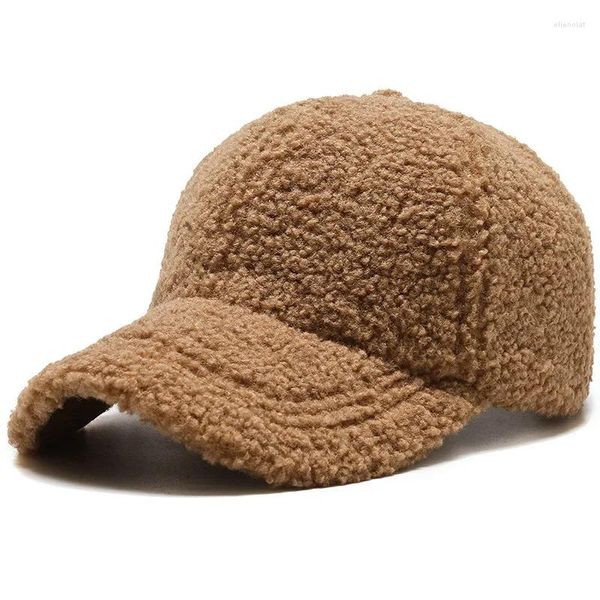 Berretti da baseball da donna Cappelli in lana di agnello artificiale Berretto da baseball autunno inverno Mantieni caldo il parasole solido primaverile in peluche