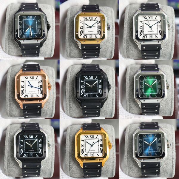 Ca Square Watch 40mm Genebra relógio de quartzo original pulseira de borracha caixa de aço inoxidável moda luxo relógio masculino relógio esportivo Montre De Luxe presente de fábrica LB jason 007