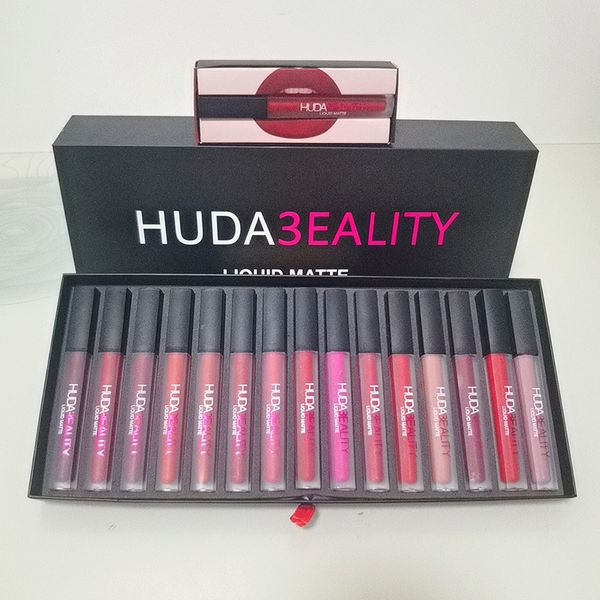 16 Stück pro Set, matt, Lipgloss, flüssiger Lippenstift, antihaftbeschichtet, Lipgloss, Make-up-Kosmetik-Set