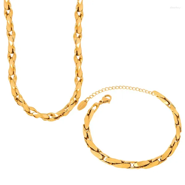 Комплект ожерелья и серег в стиле панк, кубинская звеньевая цепочка, Femme, хип-хоп, подарки, наборы браслетов из нержавеющей стали 316L для женщин и мужчин