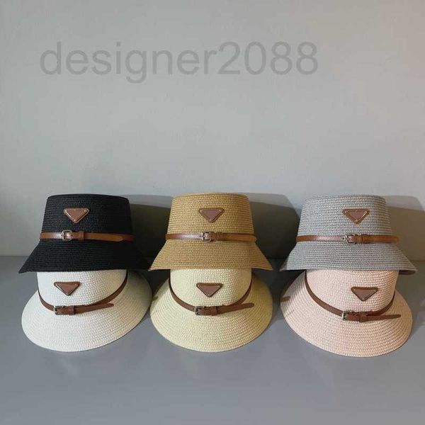 Wide Brim Hats Designer de balde feminino Classic Luxury Brand Bucket Bucket Hat simples e versátil palha tecido Bacia Chapé