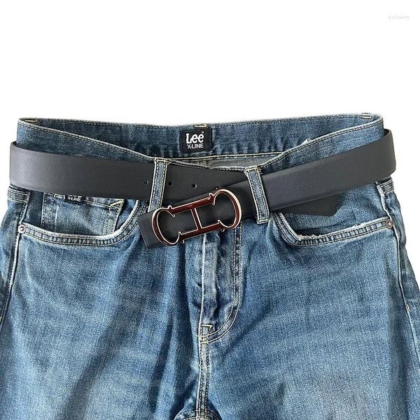 Cinture Disponibile su entrambi i lati Cintura di lusso da uomo Cintura con fibbia CH Cinturino in pelle Jeans casual da lavoro per ufficio da uomo