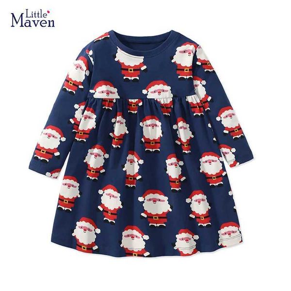 Abiti da ragazza Xiaoma Wen Christmas Childrens Abbigliamento Autumn Autum Bambia Babbo Babbo Natale Claus Dressato di cotone a maniche lunghe2405