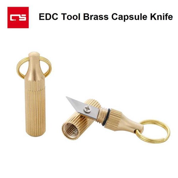 EDC-Werkzeug, Messingkapsel, Mini-Messer, tragbar, Schlüsselanhänger, Dekoration, Outdoor-Survival, offene Dosen, Schälen, Früchte, Geschenke mit Ersatzklingen