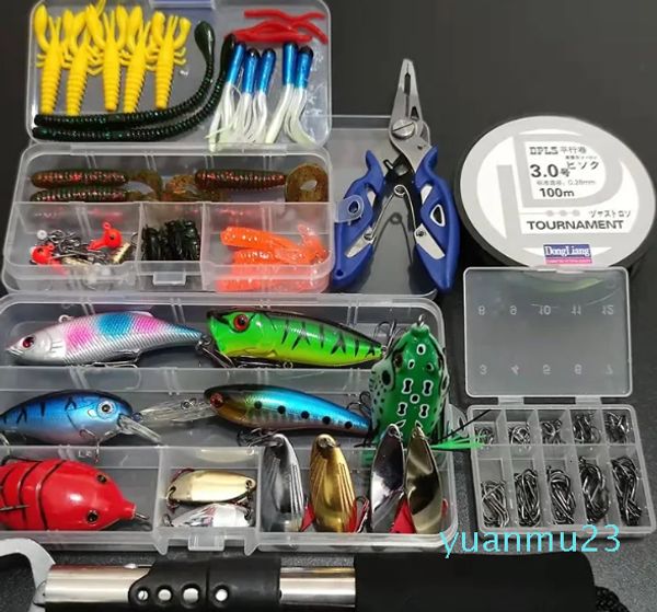 Yemler Balıkçılık Cazibesi Seti 164pcs Karışık Kaşık Vib Lure Kit Yumuşak Yumuşak Kurbağa Minnow Popper Hooks Tüm Balıkçılık Aksesuar Tatlı Su