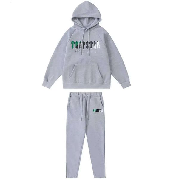 2023 hoodie trapstar agasalho completo arco-íris toalha bordado decodificação com capuz roupas esportivas masculino e feminino terno com zíper calças lazer tendência