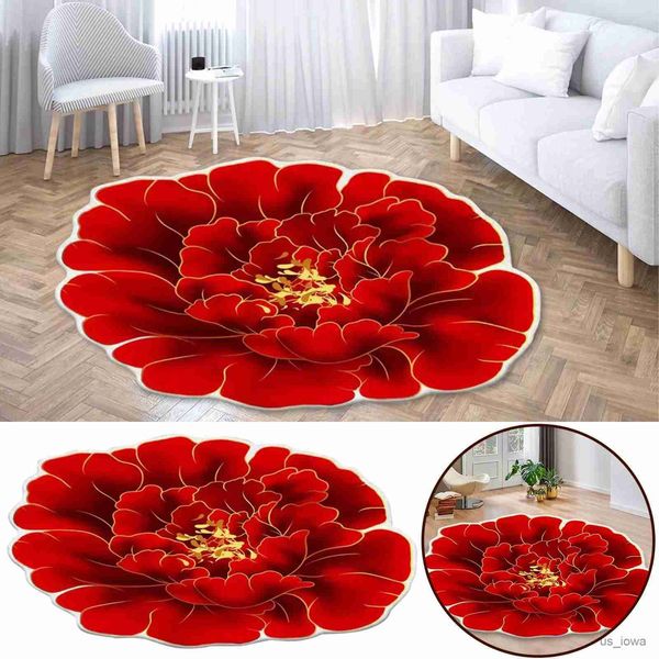 Tapetes Transferência de calor 3D em forma de flor tapete sofá quarto sala de estar tapete barril cobertor