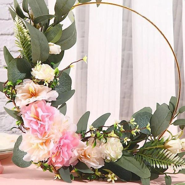 Fiori decorativi 2 pezzi Supporto da tavolo Corona floreale in metallo Cerchio per matrimoni Centrotavola in ferro per ornamenti fai-da-te per l'arredamento dei tavoli