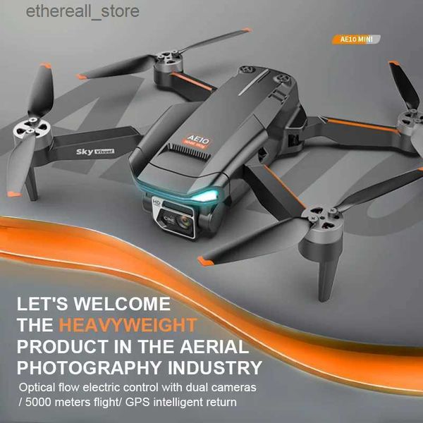 Drohnen AE10 MINI GPS Drone 8K Profesional 90 Grad Einstellbar Dual HD Kamera RC Hubschrauber WIFI Bürstenlosen Motor RC Flugzeug Quadcopter Q231108