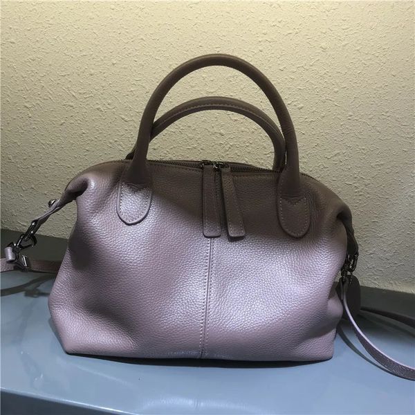 Akşam çantaları Cowhide Lady Women Çanta Üst Tahıl Orijinal Deri Omuz Messenger Çantalar Çöp Çikolatalı Siyah Mavi Mor Sarı Khaki 231108