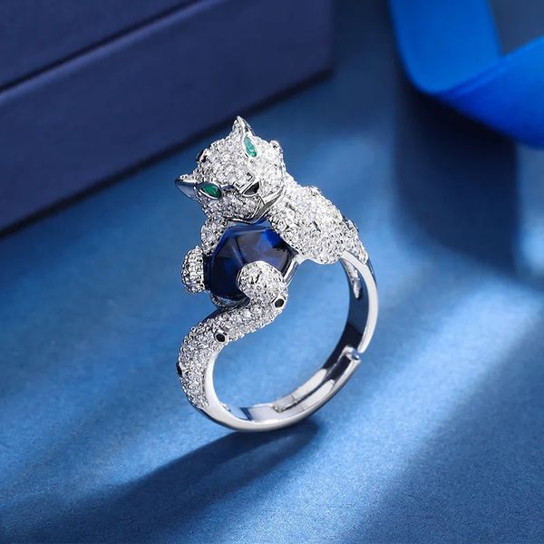 Anéis de banda em encantos tendência personalidade animal leopardo anel mulher rubi gem casamento aniversário noiva luxo jóias presente do feriado 231108