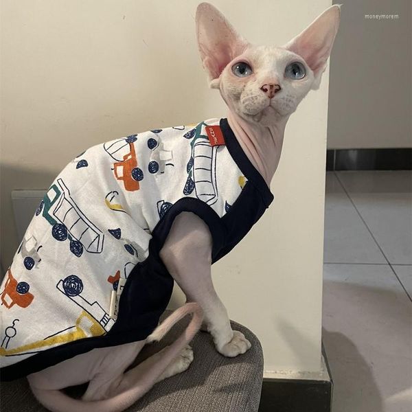 Kedi kostümleri sfinx pamuklu yelek tüysüz kıyafetler kedi yavrusu için devon rex cartton cartton sweatershirt bahar t-shirt köpekleri