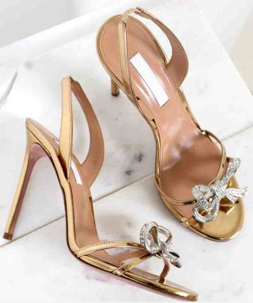 Bow Stone Ture Slingback Babe Sandal Zarif Kadınlar Elbise Ayakkabı Platformu Pompalar Strappy Stiletto-topuk