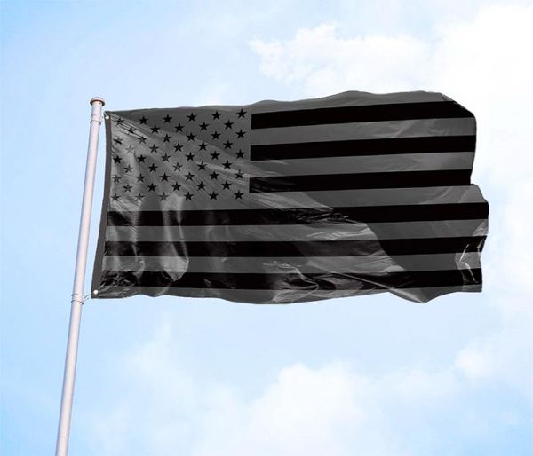 90 x 150 cm, komplett schwarze amerikanische Flagge, Polyester, 2 robuste Metallösen, US-amerikanische schwarze Flaggen, historisches Schutzbanner, Outdoor-/Innendekoration, 5398121