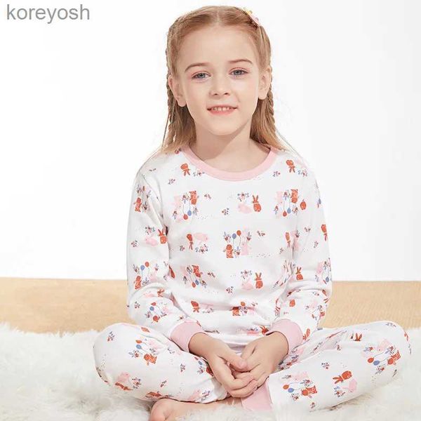 Pijamalar bebek çocuklar pijama setleri pamuklu erkek pijama takım elbise sonbahar kız pijama karikatür kedi pijamas tişört+pantolon 2pcs çocuk giyim