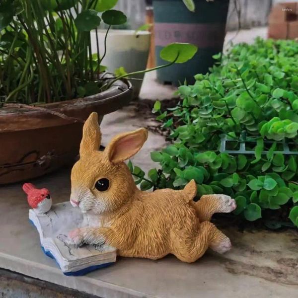 Decorazioni da giardino Conigli super adorabili Lettura Statua Cortile esterno Decorazione di animali Soggiorno domestico Statue d'arte realistiche