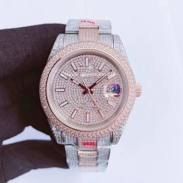 Fusion clássico Luxury Datejust, cuidado para homens Moissanite Mosang Stone Diamond Watch Movem