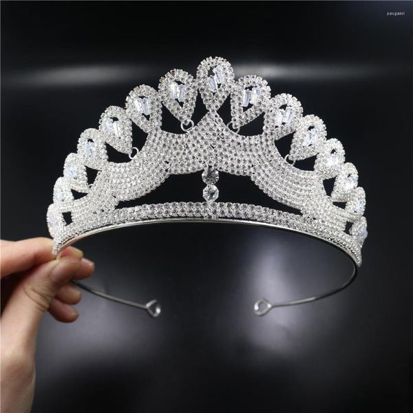 Haarspangen Hochzeit Braut Diademe Prinzessin Kronen Trendige Zirkonia Wassertropfen Festzug Kopfschmuck Zirkon Party Prom Zubehör