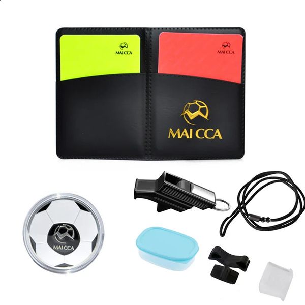 Luvas esportivas MAICCA Equipamento de árbitro Futebol árbitro apito Cartões Futebol Lápis Notebook Campeão Pick Edge Finder Coin 231109