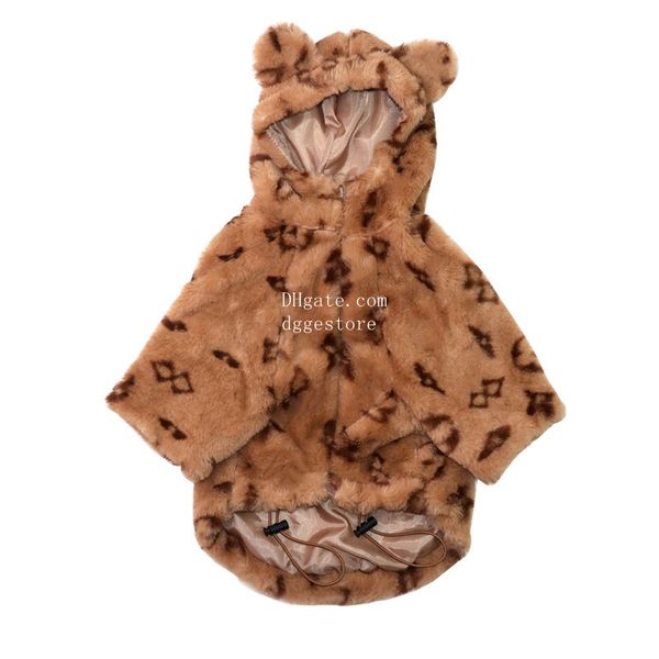 Designer roupas para cães clássico velho flor cão vestuário quente luxuoso cão hoodie frio casacos aconchegante à prova de vento quente jaqueta para cães pequenos forma de urso pequeno s a881