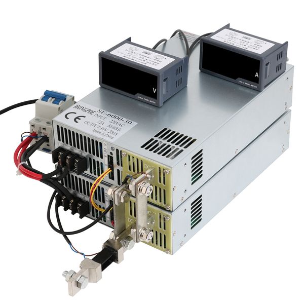 Hongpoe 6000W 30 В 20a Свод питания 0-30 В Регулируемая мощность 0-5 В 0-10 В PMW Управление аналоговым сигналом ВКЛ/OFF Функция 110VAC/220VAC вход