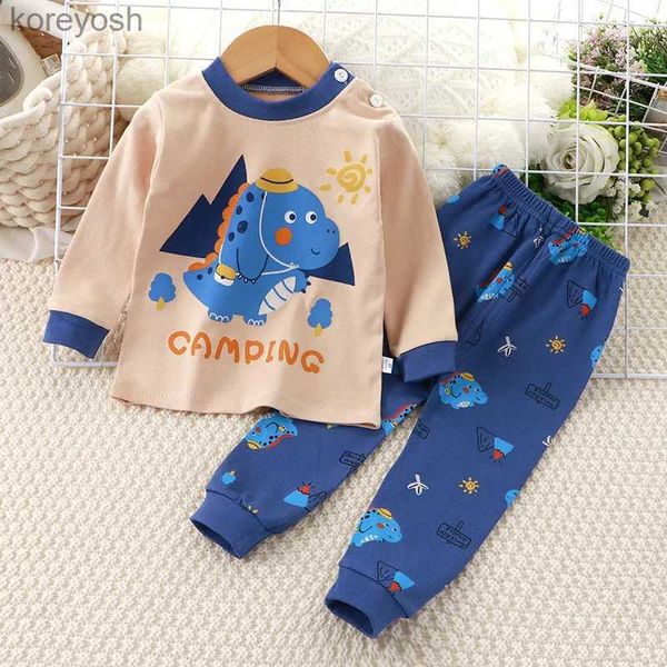 PAJAMAS 2023 Nuova biancheria intima di cotone per bambini della nuova primavera Autumn Set di vestiti per ragazzi pantaloni lunghi pantaloni per bambini pajamas setl231109 a due pezzi setl231109