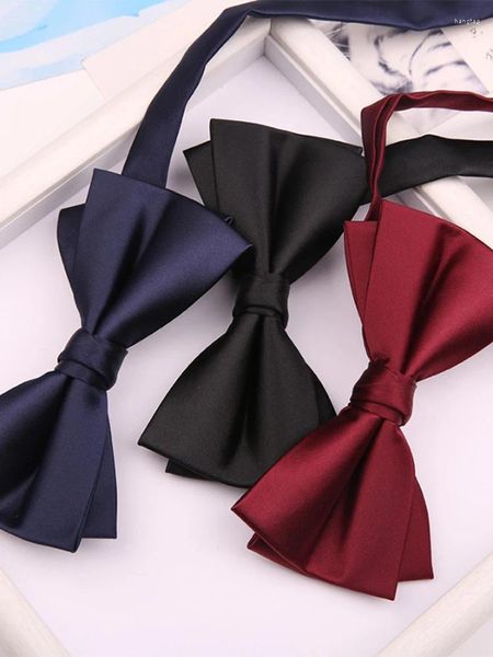 Bow Ties Erkekler Düz Renk Ayarlanabilir İki Katman Önceden Bağlı Kırmızı Siyah Mor Altın Mavi Sarı Yeşil Bowtie Düğün Partisi İş Kravat