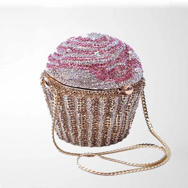 Borsa da sera Mini Cupcake Frizione Borsa da sposa in cristallo e borsetta Festa nuziale Diamante Minaudiere bolso mujer fiesta e 231108