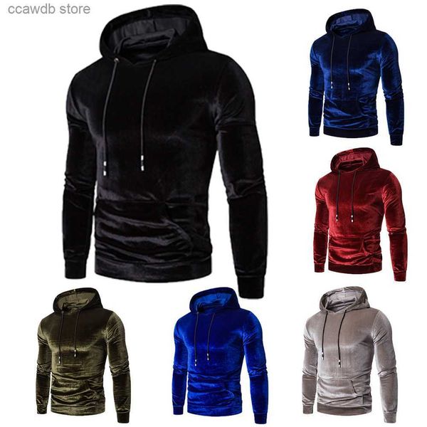 Herren Hoodies Sweatshirts Herbst und Winter 21 neue Herren koreanischer Samt einfarbiger Pullover Herren heller Gesichtsmantel W28 T231109