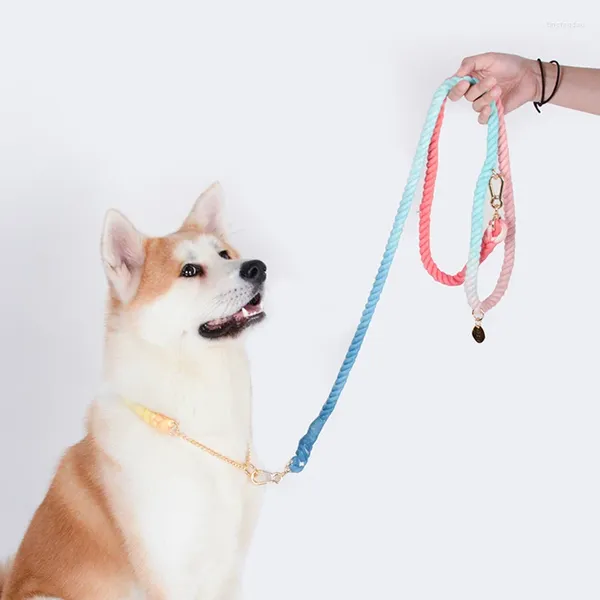 Coleiras para cães Pet Algodão Gradiente Coleira Metade P Colar Feito à Mão Filhote de Cachorro para Pequenos Médios Cães Grandes Pug