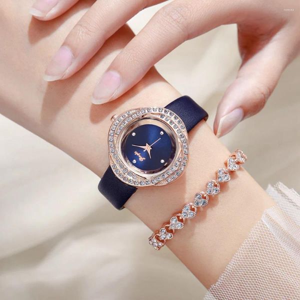 Orologi da polso Sdotter che vende orologio da donna moda casual fresca cintura in PU petalo diamante studente quarzo Reloj De Muj