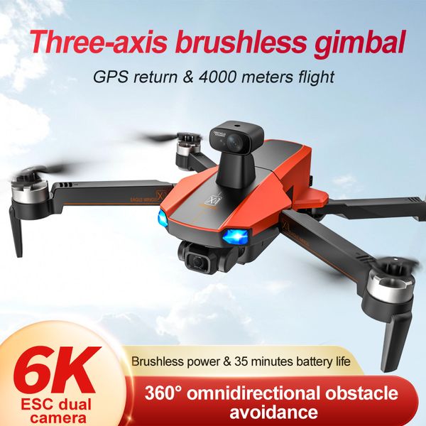 Gece Görüşü GPS 5G Dronlar 6K HD ESC Kameraları 5km Görüntü Şanzıman Fırçasız Motor 35mins Profesyonel Drone Uzun Uçağı Uzun Pırıltı Eksen Gimbal Engeli Kaçınma