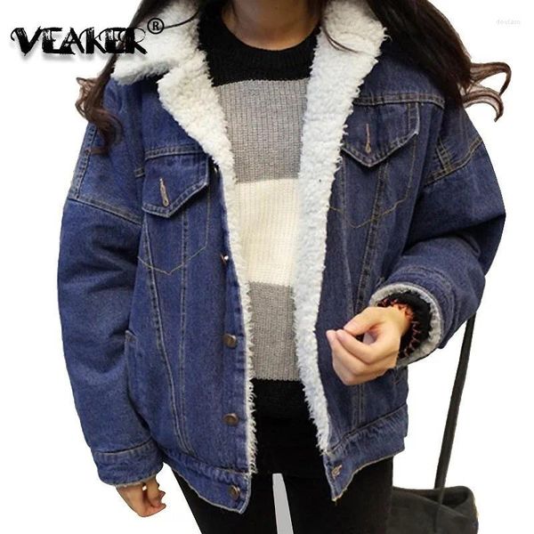 Giubbotti da donna Autunno Inverno Donna lana d'agnello spessa lana d'agnello giacca di jeans in pile sciolto Jean cappotto femminile casual caldo capispalla 2023