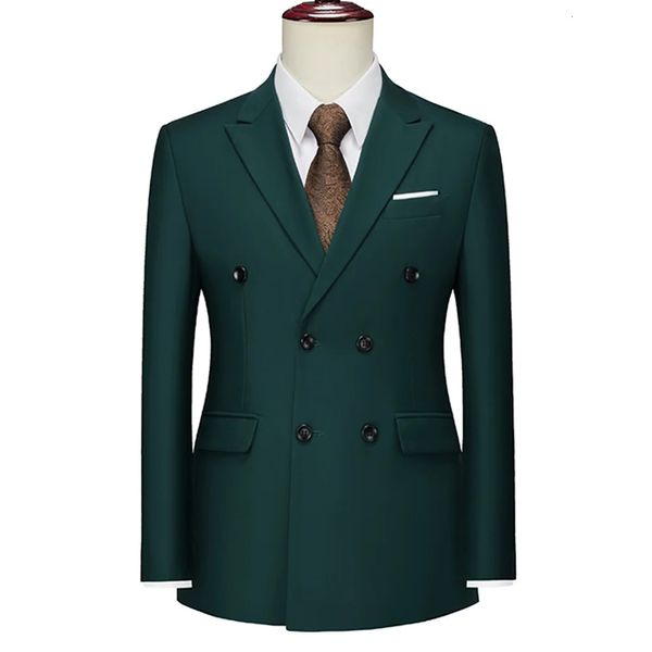 Abiti da uomo Blazer Verde Doppio petto Giacca da uomo formale Custom Made Slim Fit Cappotti da sposo da sposa Tinta unita Blazer Hombre 6XL 231109