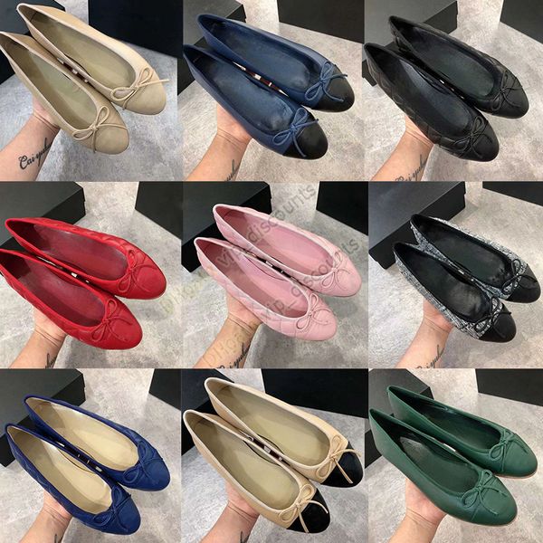 Kadın Bale Daireler Tasarımcı Ayakkabı Kırmızı Balerin Düz Kapiteli Yuvarlak Toe Elbise Ayakkabıları Bayanlar Günlük Denim Balerin Gümüş Ballerileri Zapatos Loafers Sneakers