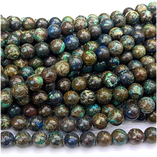 Lose Edelsteine Veemake Blau Braun Shattuckite Runde Perlen für die Schmuckherstellung Naturkristall DIY Halskette Armbänder Anhänger