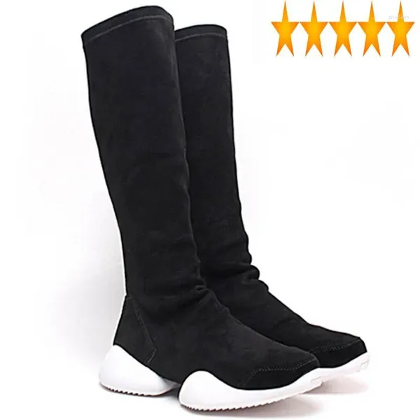 Ботинки-носки, мужские роскошные кроссовки из флока до середины икры, зимние повседневные кроссовки для верховой езды, туфли на плоской подошве для влюбленных, черные, большие размеры 45